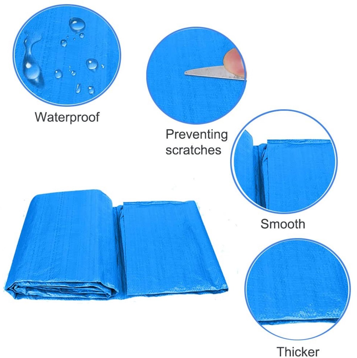 Omgoods- Vloermat Waterdicht - Beschermmat Zwembad - Opvouwbaar - Polyesterweefsel - 200 x 300 cm - Veiligheidswaarschuwing - Zwembadbescherming