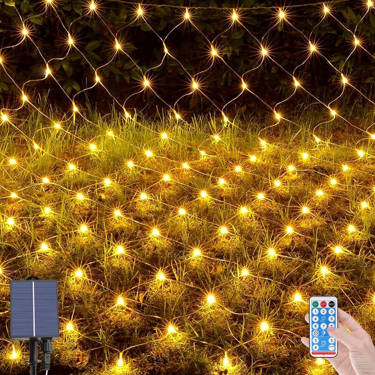 Omgoods - 198 LED Solar Netverlichting voor Buiten met Afstandsbediening