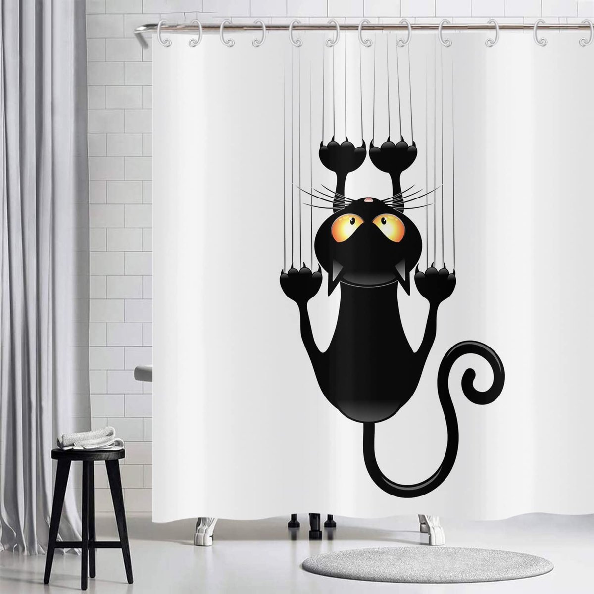 Omgoods - Grappig Kat Douchegordijn - 120x200 cm Waterdicht Polyester
