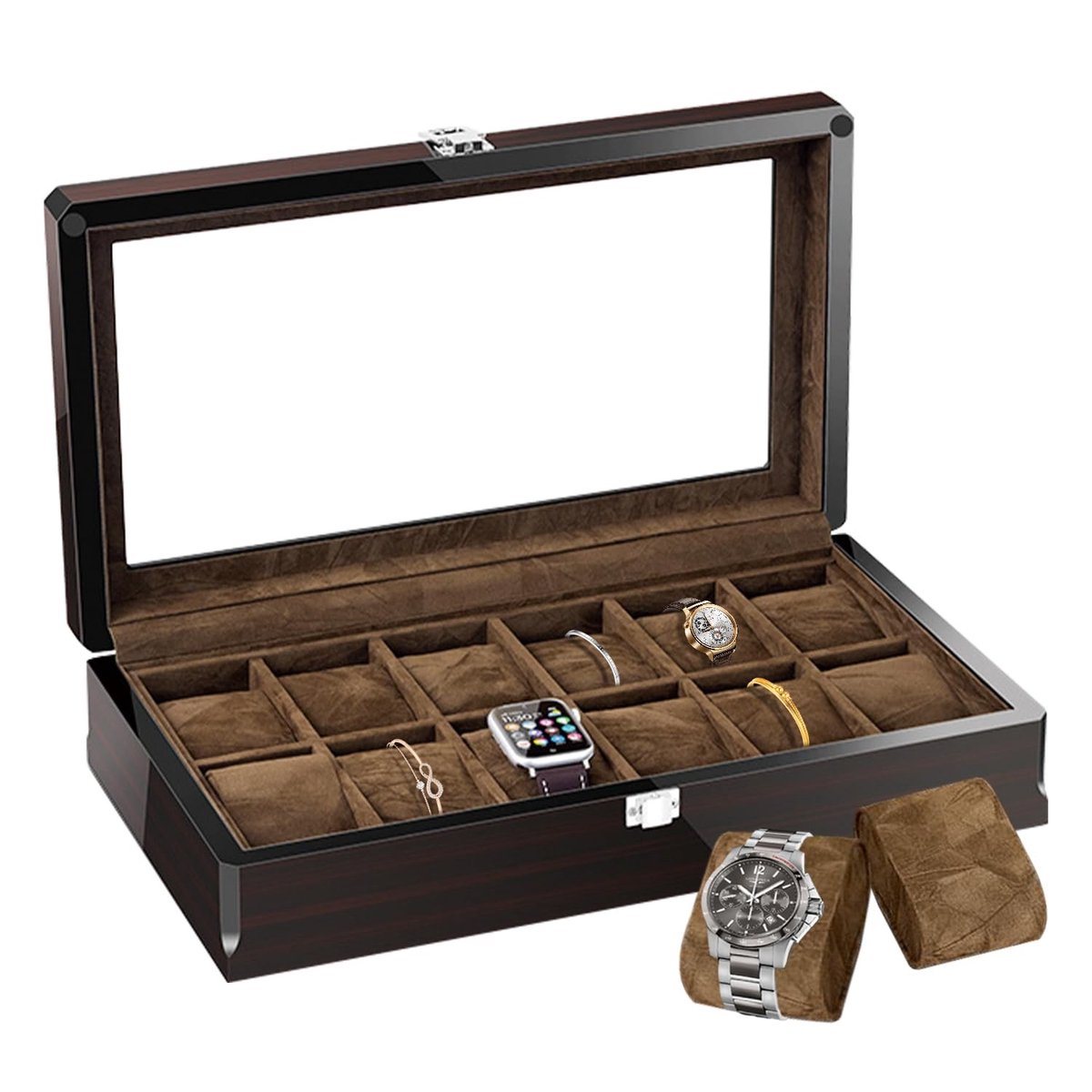 Omgoods - Luxe Sieraden Box voor Horloges en Juwelen met 12 Compartimenten
