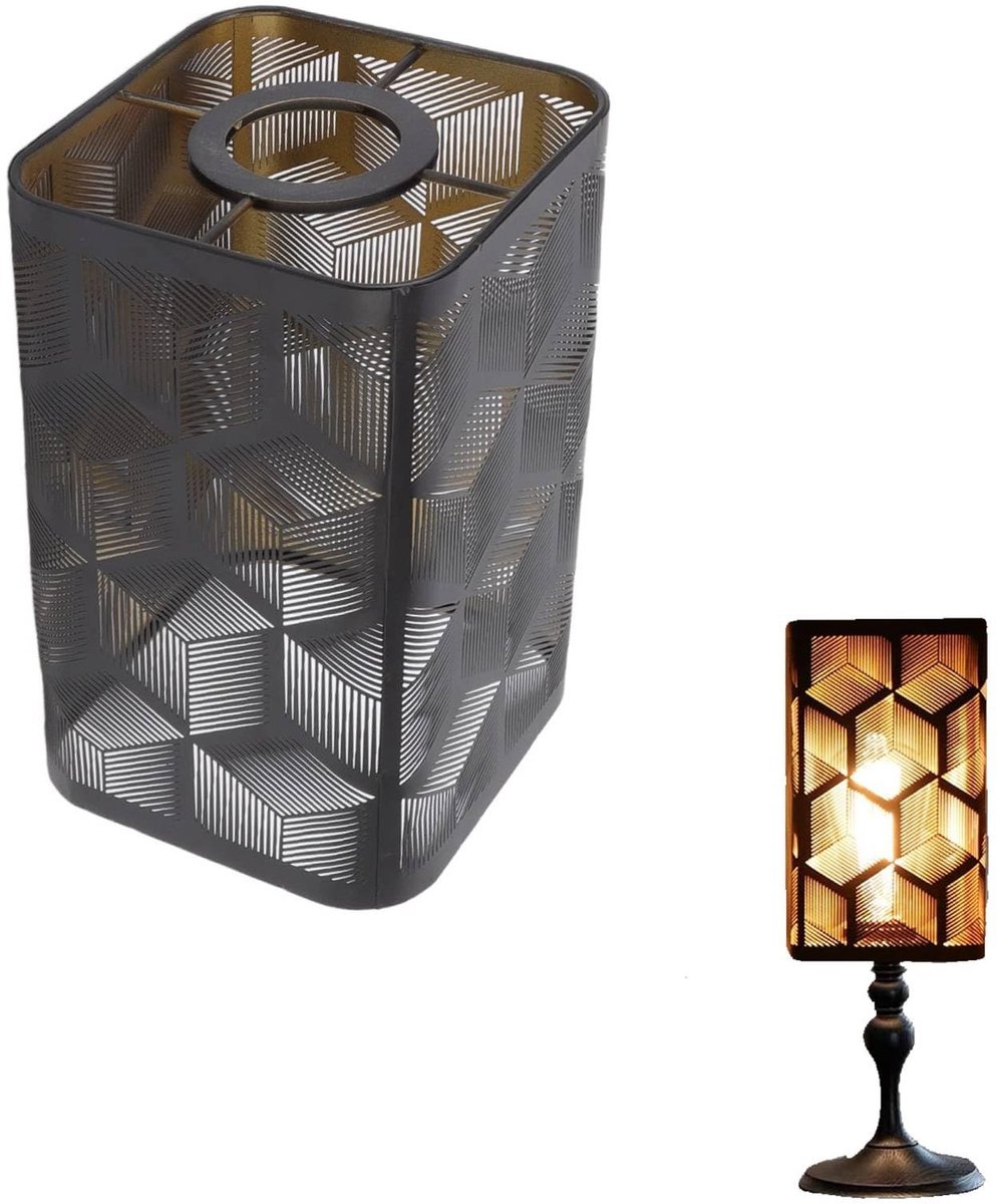 Omgoods - Moderne Zwarte Metalen Lampenkap met Patroon