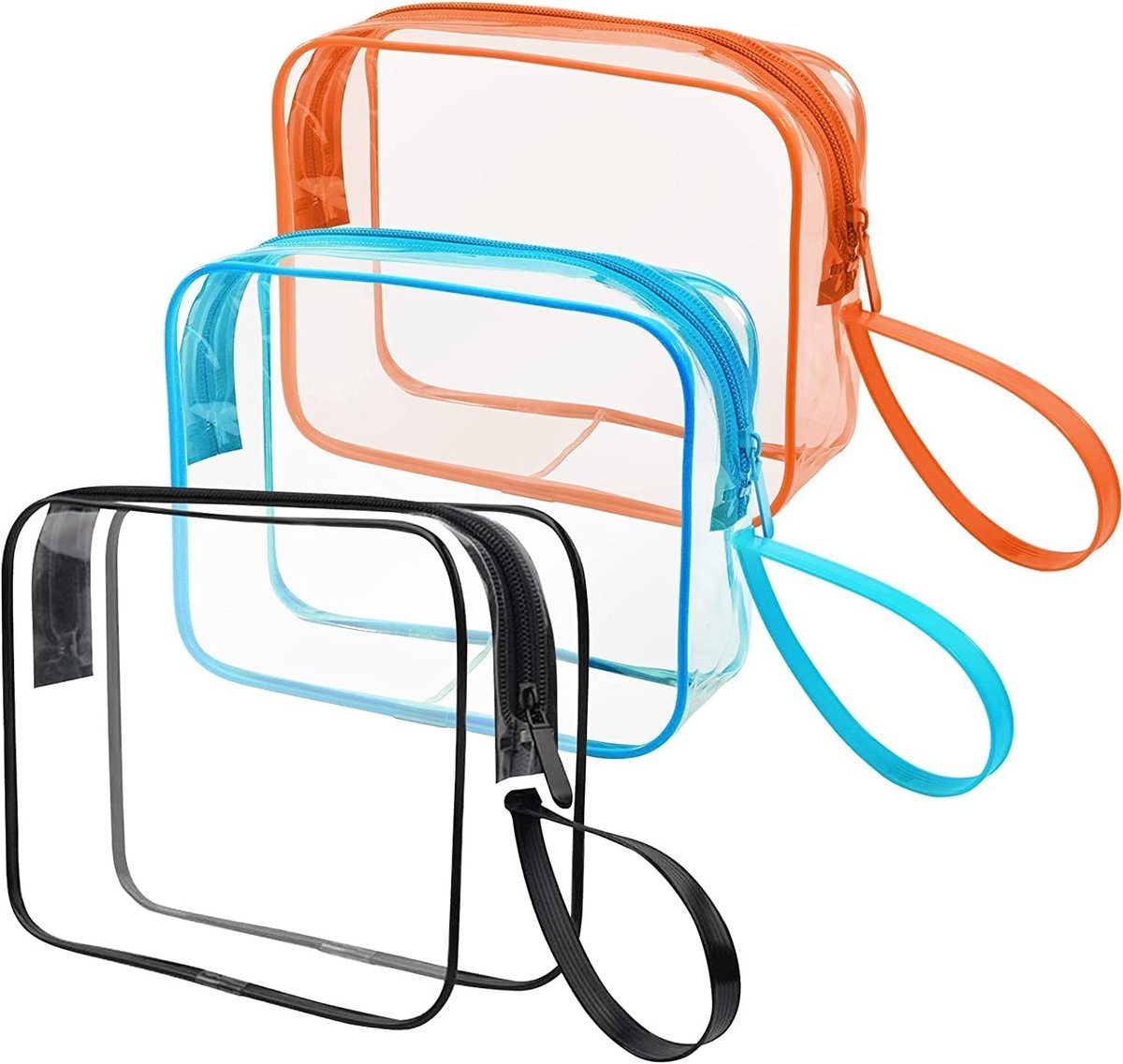 Omgoods - Transparante Cosmetica Tas - Set van 3 - Toilettas met Rits