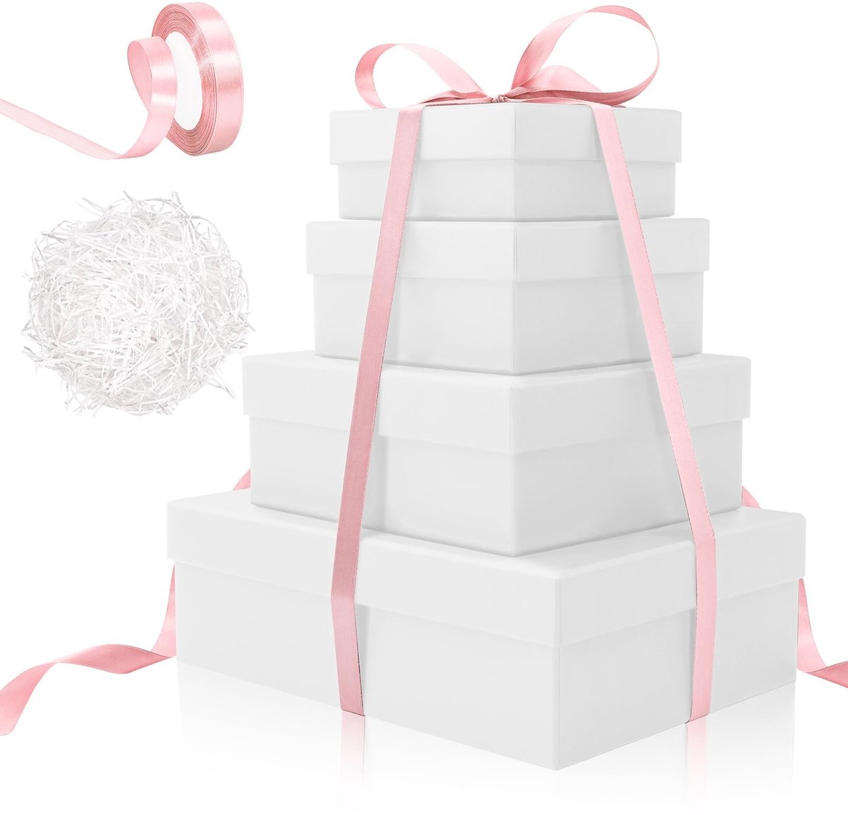 Omgoods - Set van 4 Cadeauboxen met Lids en Ribbons