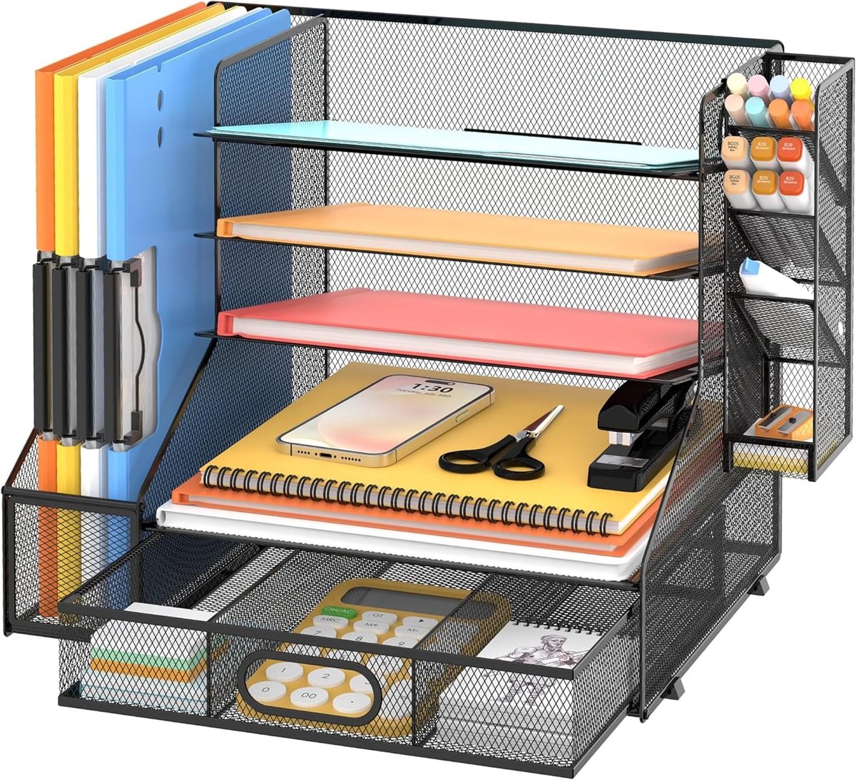 Omgoods - Multifunctionele Bureau Organizer met 5 Laags Papierbak en Lades