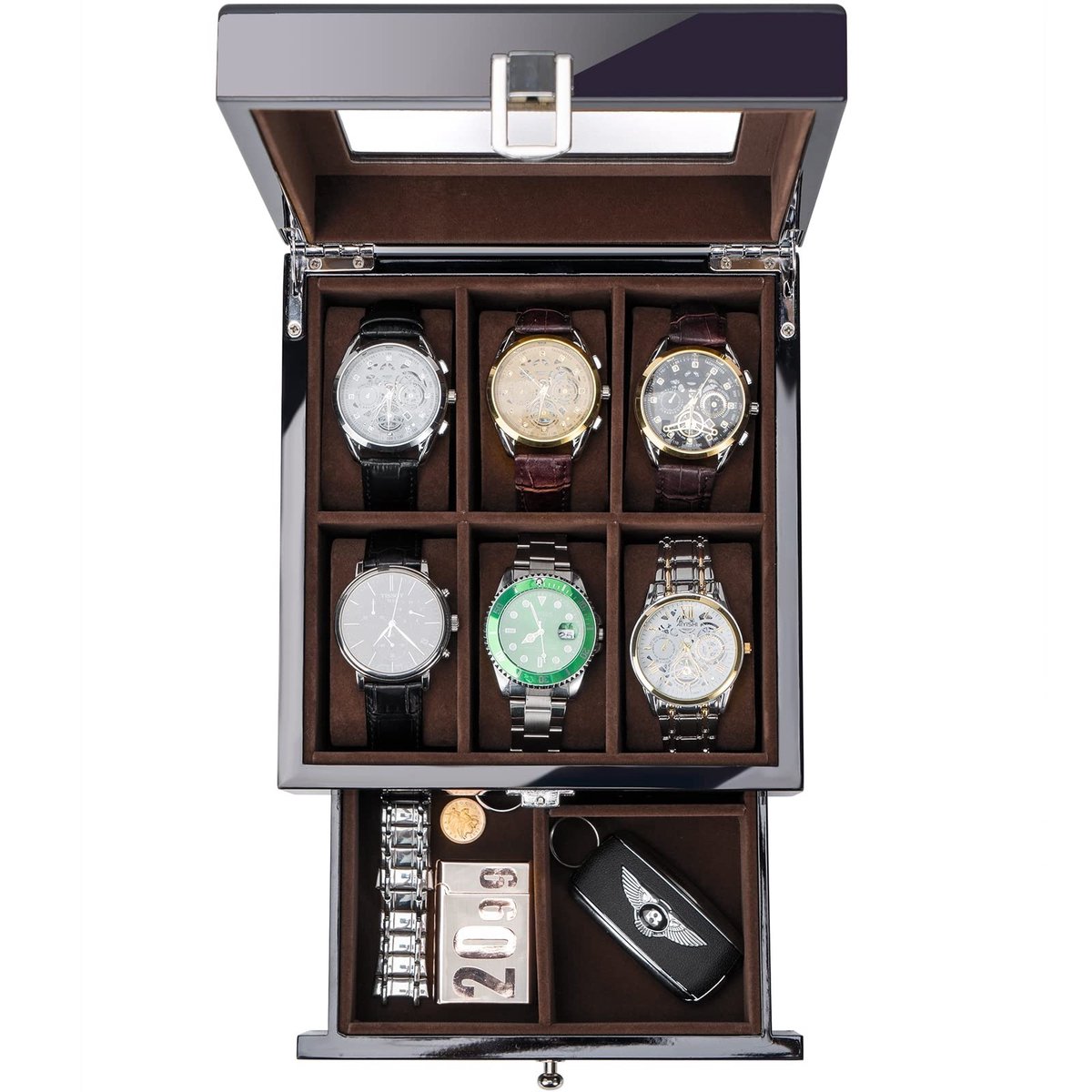 Omgoods - Houten Horlogedoos met 6 Compartmenten