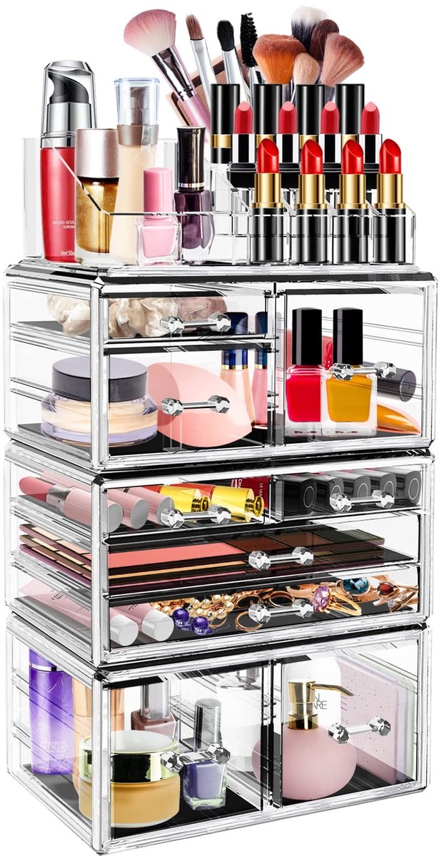Omgoods - Duidelijke Makeup Organizer - Acryl Cosmetica en Sieraden Opbergdoos met Laden
