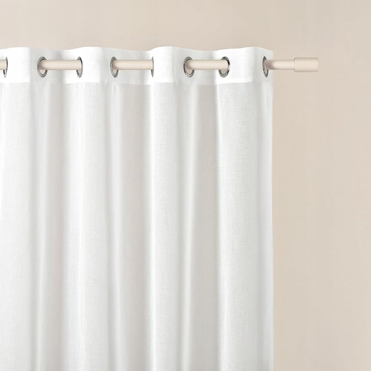 Omgoods - Novelia Ooglet Gordijn 140 x 250 cm, Wit en Transparant