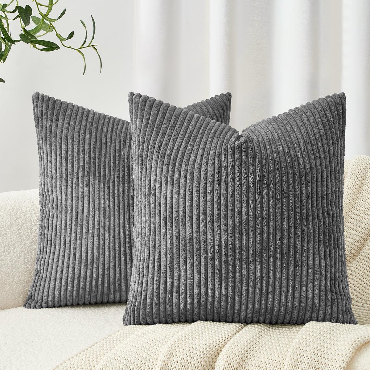 Omgoods - Set van 2 Striped Kussenhoezen 60 x 60 cm