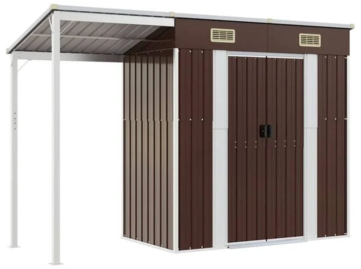 Tuinschuur - Fietsenhok - Stalling - Fietsberging - Huis - Overdekt - Fiets - Bruin - Scooter - Fiets
