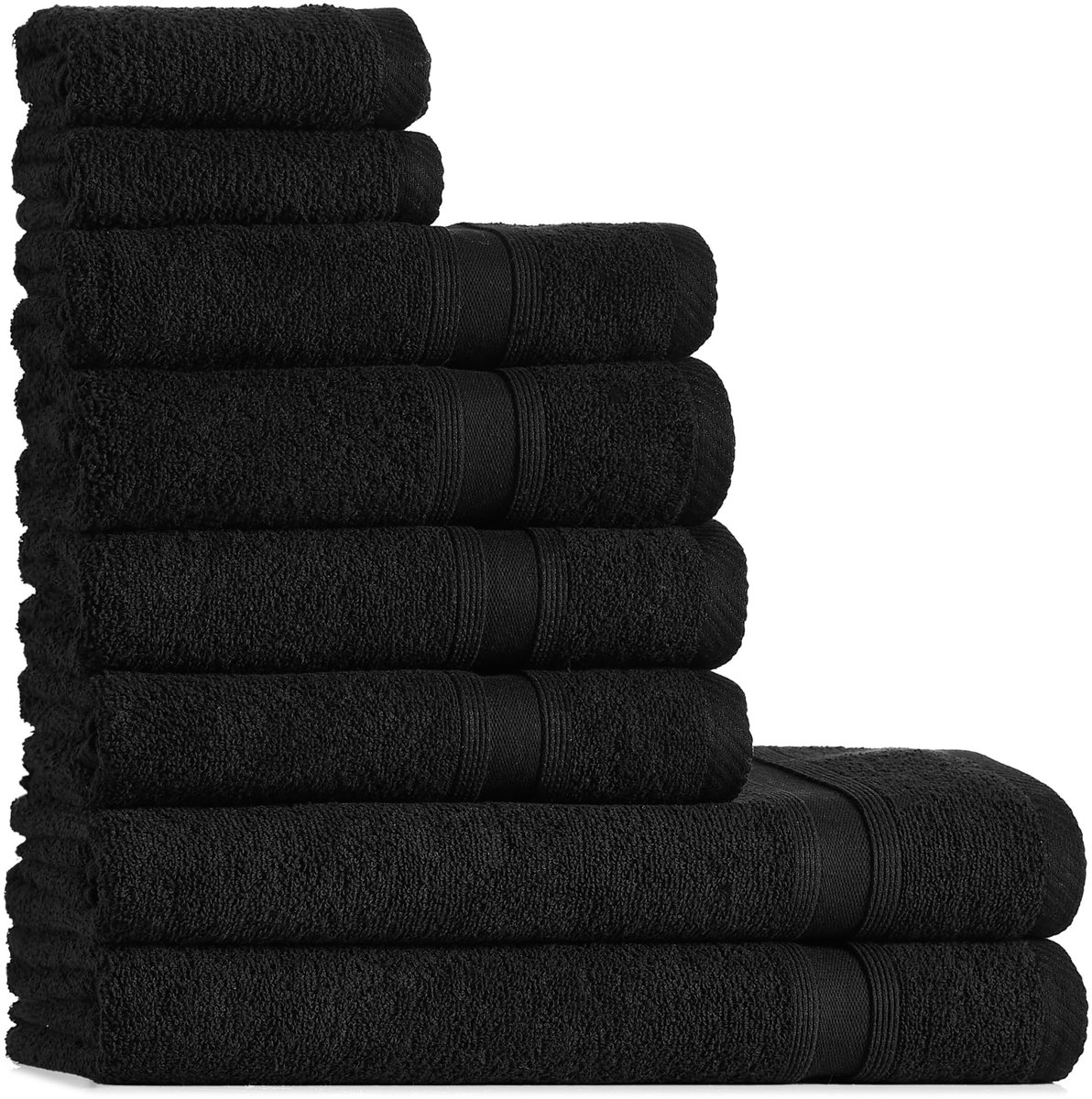 Omgoods - Handdoekenset 8-delig - 100% Katoen - Zwart - Zacht en Absorberend