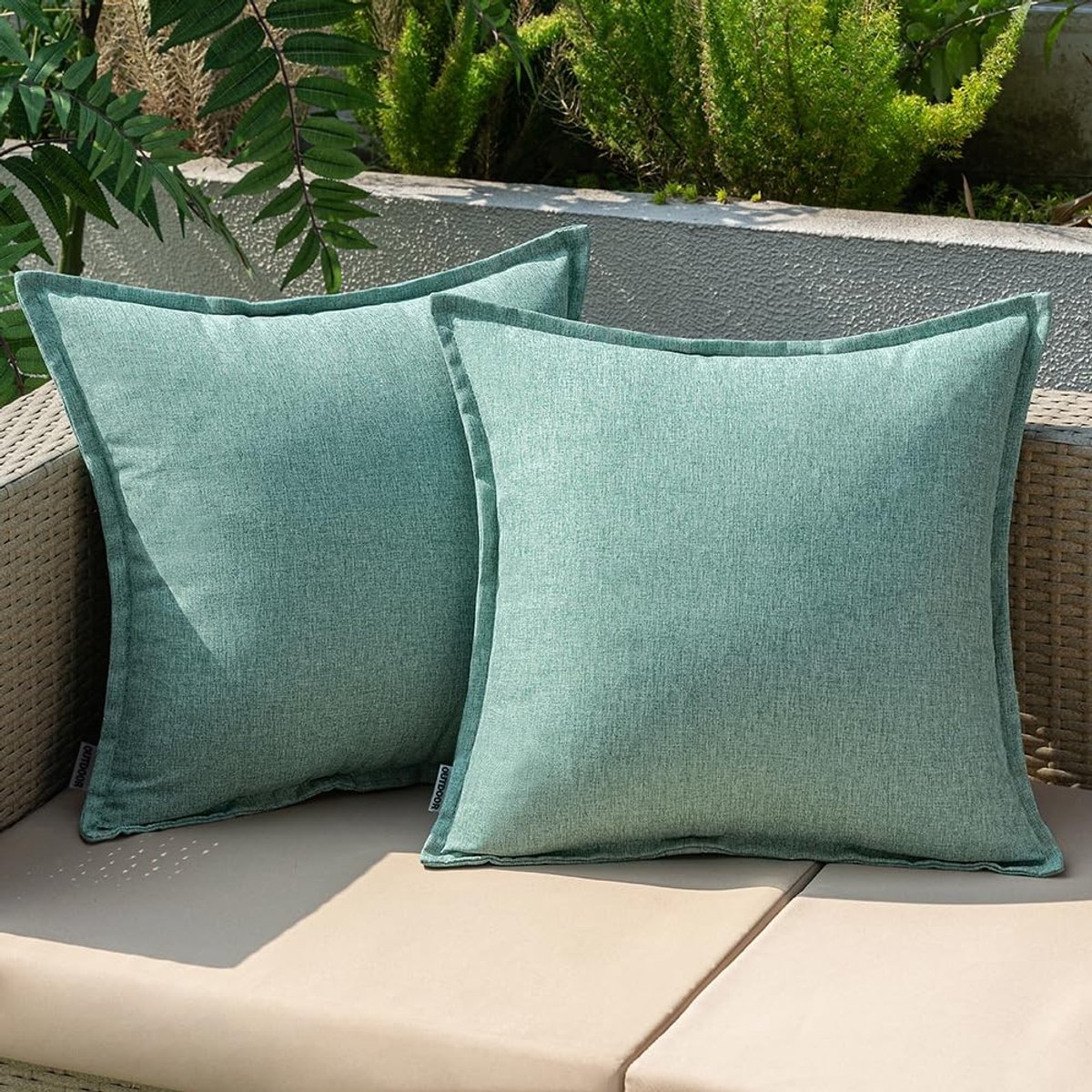 Omgoods - Waterdichte Kussenhoezen Cyaan 45x45 cm - Set van 2 voor Tuin en Woonkamer