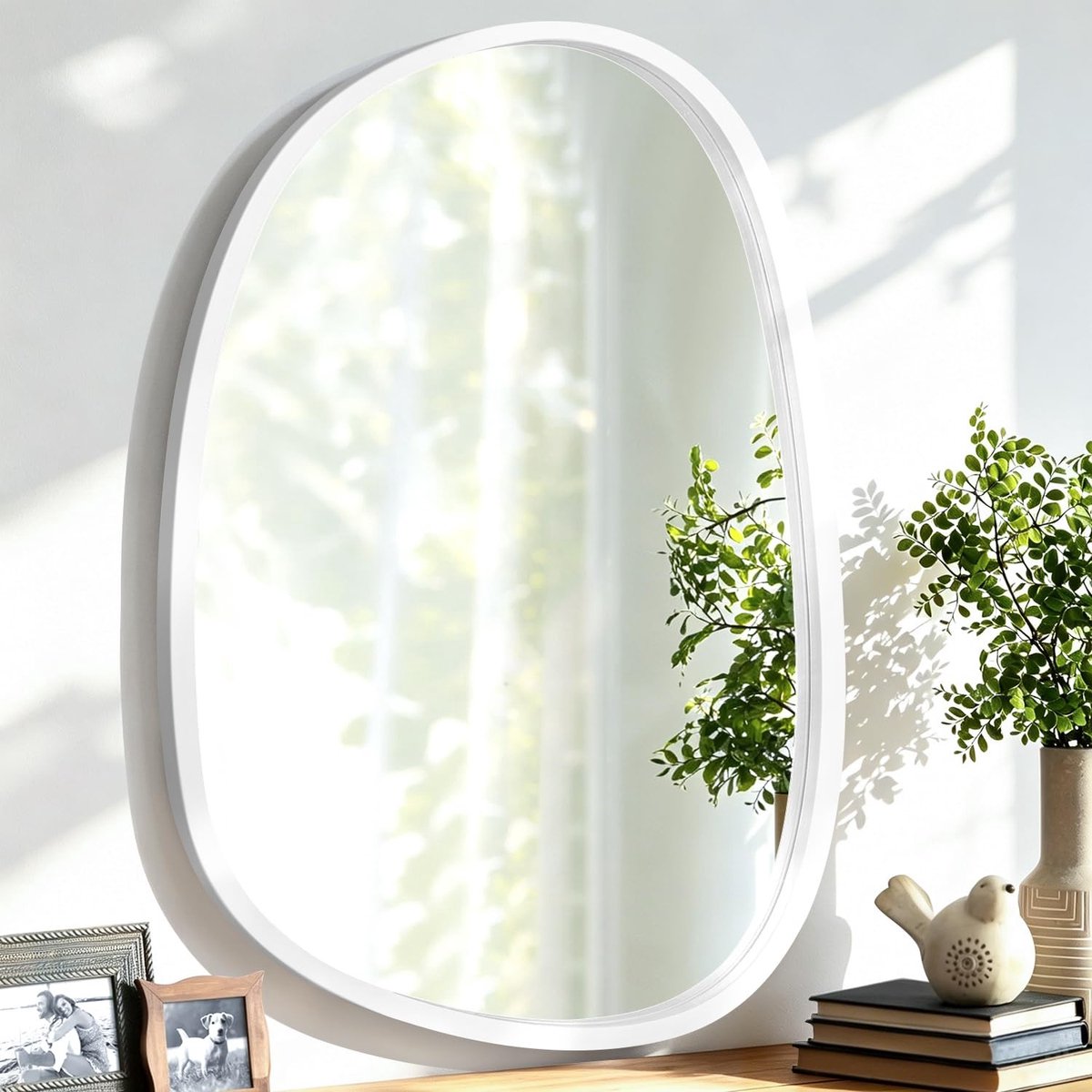 Omgoods - Houten Wandspiegel Asymmetrisch met Uniek Ontwerp 50 x 40 cm