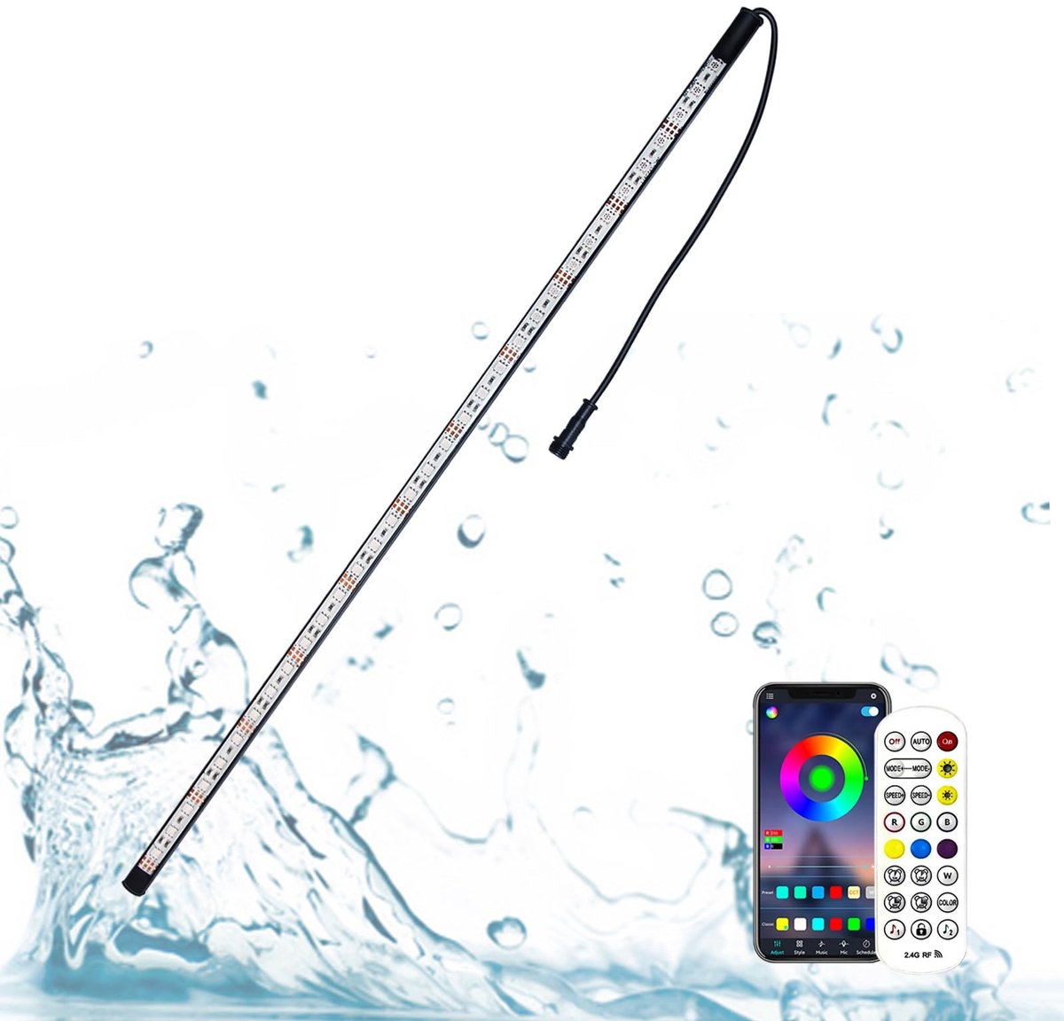 Omgoods - LED Waterval Lamp voor Aquarium en Tuin, 7 Kleuren