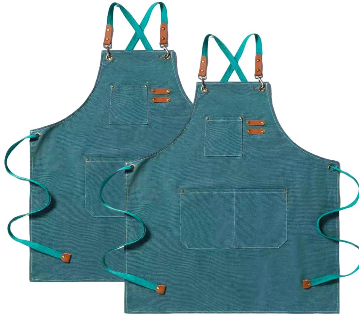 Omgoods - Canvas Keuken Schort Set van 2 met 3 Pocket Ontwerp