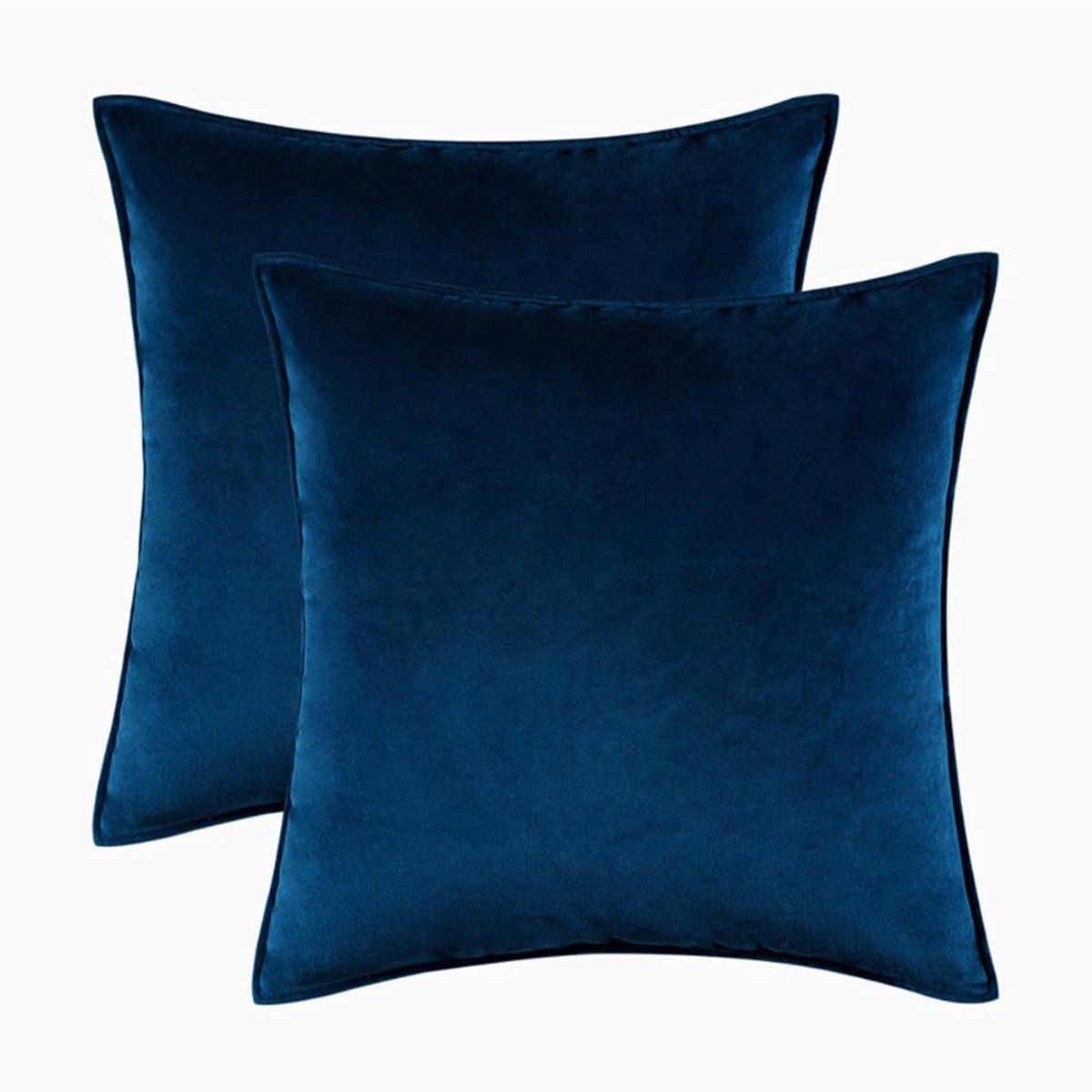Omgoods - Set van 2 Velvet Kussenslopen met Verborgen Rits, Marineblauw