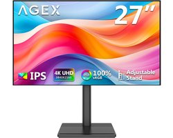Z-Edge AGEX 27 Inch 4K Monitor UHD 3840x2160 IPS LED-monitor, 400 cd/m², FreeSync, HDR10, DP & HDMI, Hoogteverstelbaar, Kantelbaar, Draaibaar | PC-monitor 16:9, 400cd/m² helderheid, 100% sRGB, FreeSync, ultradunne rand, HDMI DisplayPort