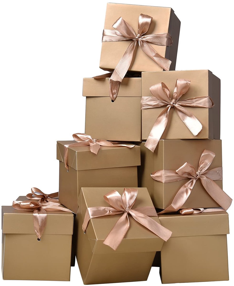 Omgoods - Set van 12 Gouden Cadeauboxen met Loden en Deksel