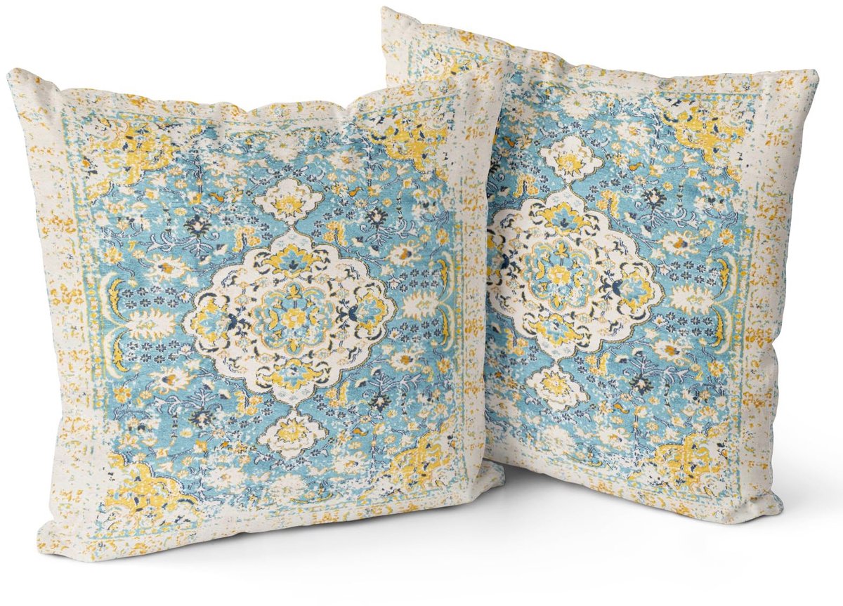 Omgoods - Set van 2 Boho Kussenhoezen met Bloemenpatroon 50x50 cm