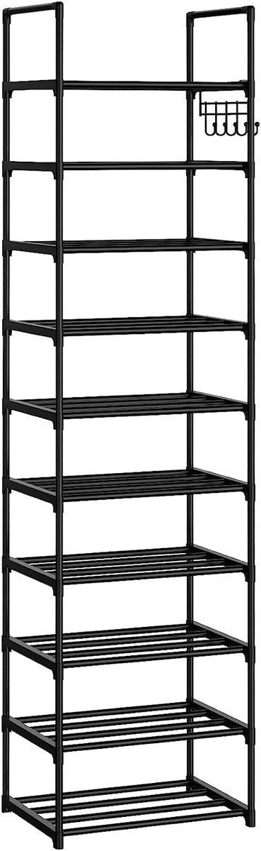 Omgoods- Schoenenrek hoge capaciteit - Schoenenkast voor 20-24 paar - Smal/hoog - Multifunctionele haak - Inclusief hamer - Afmetingen 43,4 x 30 x 200 cm