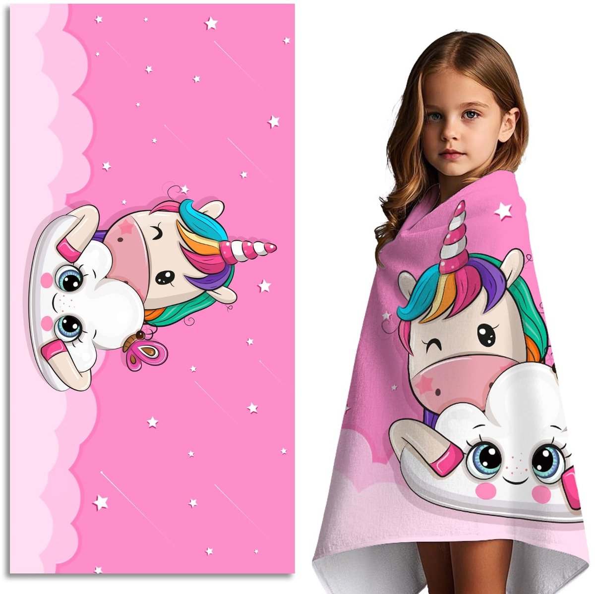 Omgoods - Unicorn Strandhanddoek 70 x 140 cm voor Kinderen