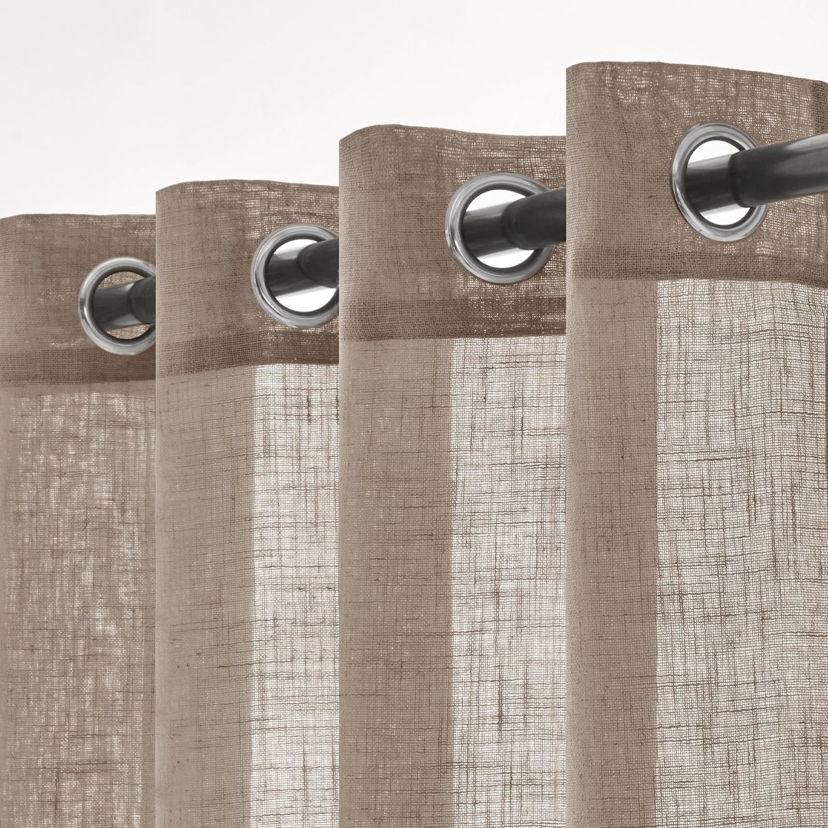 Omgoods - Set van 2 Transparante Linnen Gordijnen 140x215 cm Donkerbruin