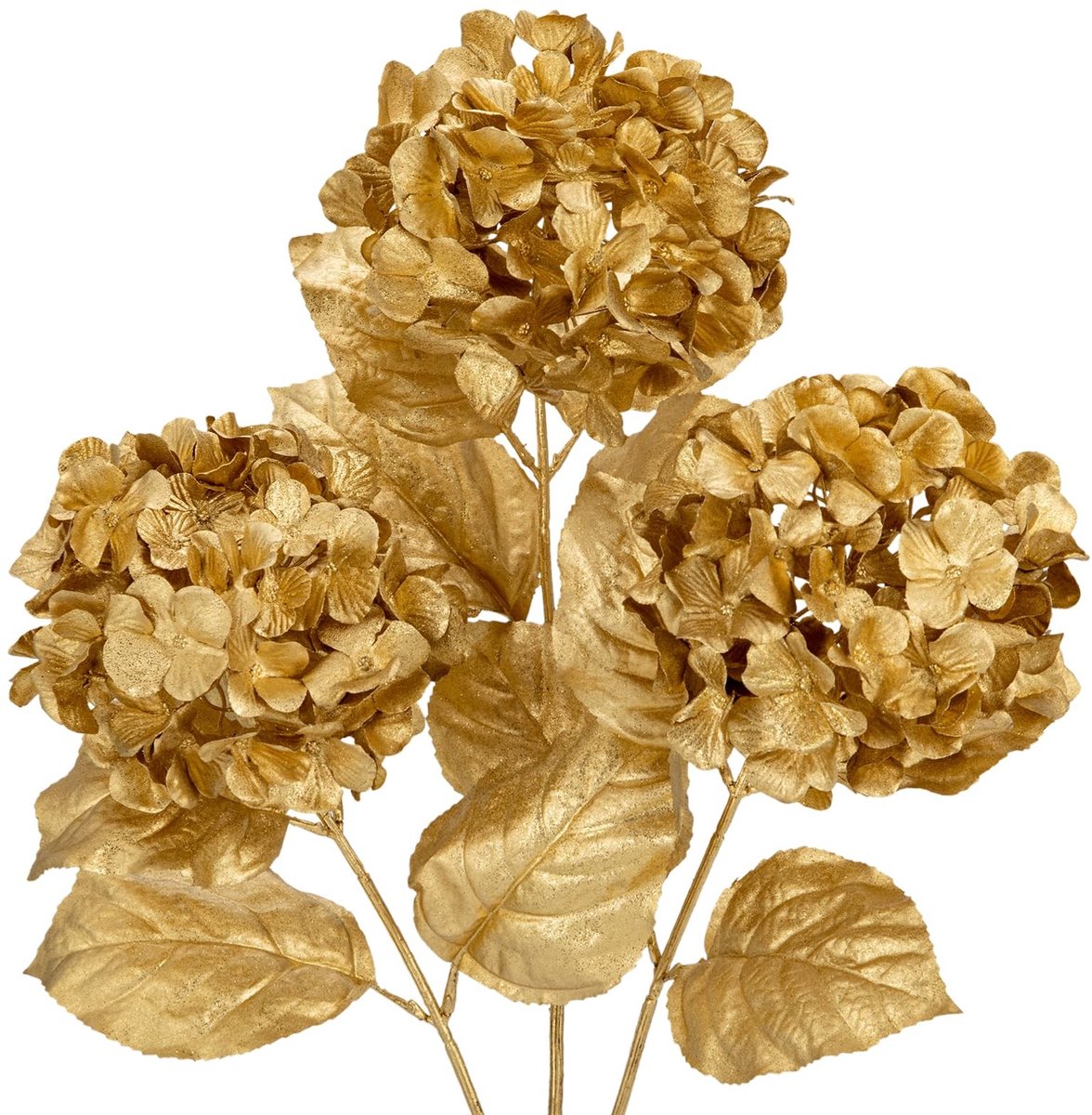 Omgoods - Set van 3 Gouden Nep-Hortensia Bloemen voor Kerstdecoratie