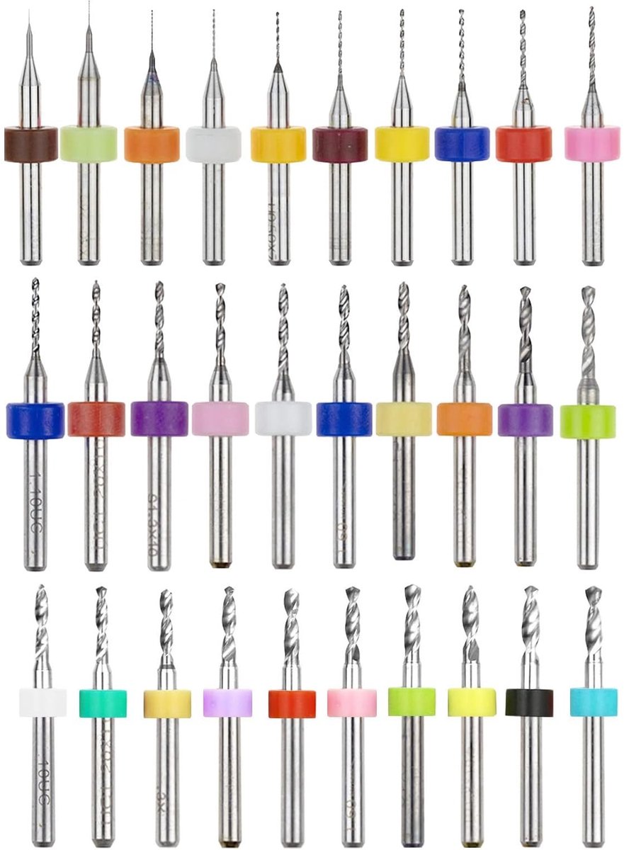 Omgoods micro-boorpunten - 30 stuks - Hardmetaal - Precisie boorpunten - Geschikt voor elektronica - 0,1 mm tot 3,0 mm