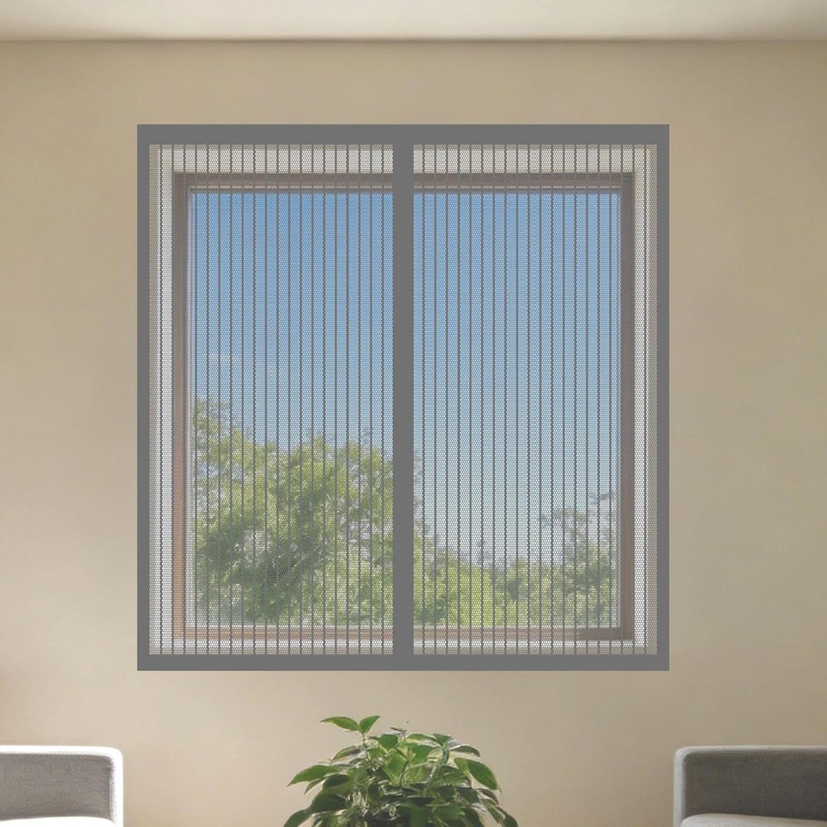 Raamhor met Magneten - Vliegenraam Hor - Insecten Buiten Houden - Fijnmazig Polyester Net - 180 x 65 cm - Grijs