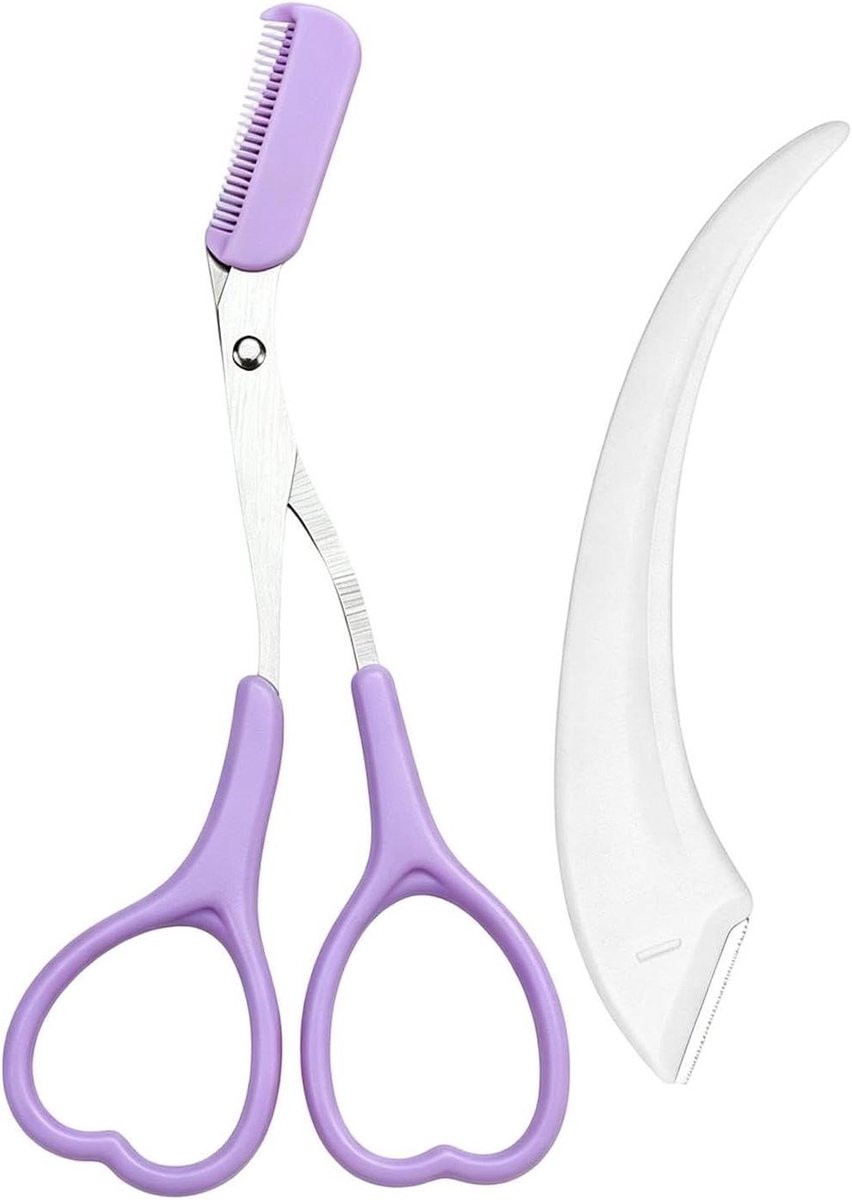 Wenkbrauwschaar - Gezichts Haar Trimmer - Precisie Verzorging - Antislip Grip - 13x6cm - Paars