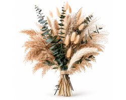 BOTC Droogbloemen Boeket - 92 Stuks - Gedroogde Lavendel, Eucalyptus & Pampasgras - Boho Droogboeket - Naturel