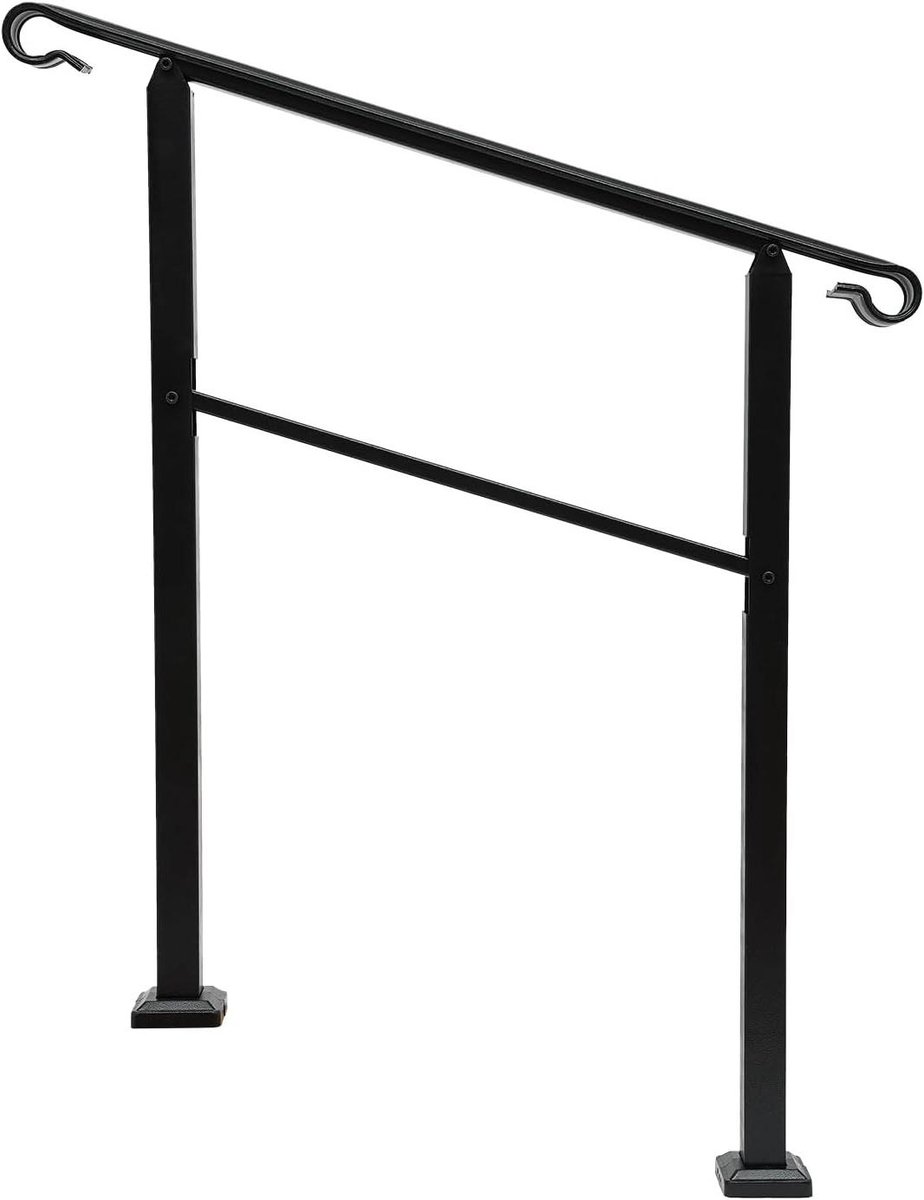 Leuning Buitentrap - Stalen Balustrade - Veilig Traplopen - Hoog Draagvermogen - 3 Treden - Zwart