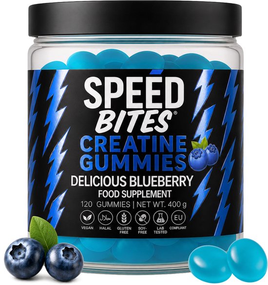 DA Creatine HCl Gummies · 1600 mg Creatine HCl per dag ≈ 5000 mg creatine monohydraat · suikervrij creatine gummies · spierkracht, energie, herstel · 120 stuks