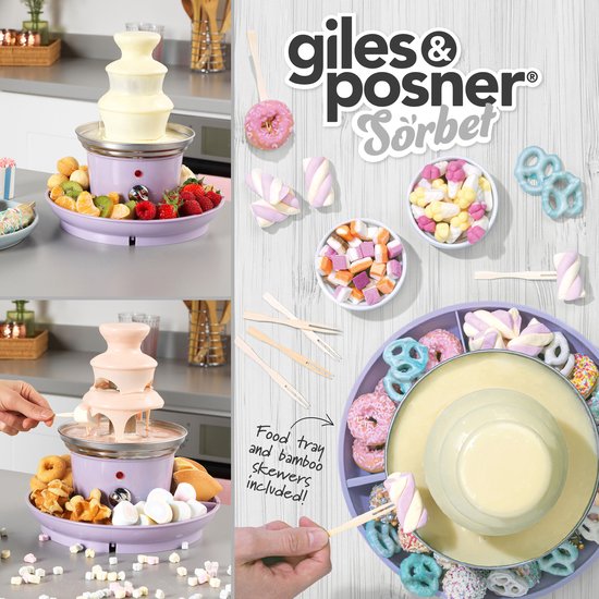 Giles & Posner Chocoladefontein - 3-Lagen - 100 Spiesen - 2 Schalen — afbeelding 3