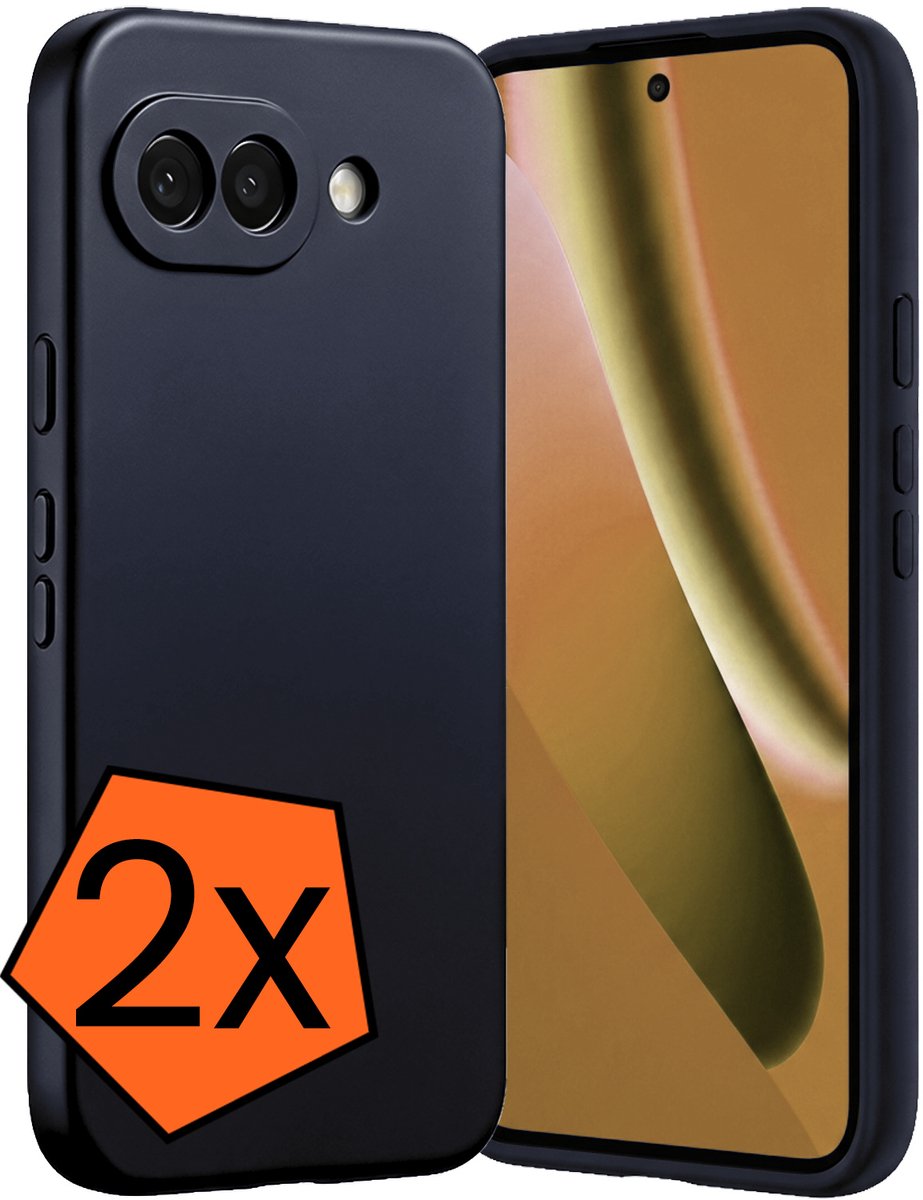 Hoes - 2 Stuks - Geschikt voor Google Pixel 10a - Sterk & Shockproof - Case Siliconen - Back Cover - Telefoon Hoes - Donkerblauw