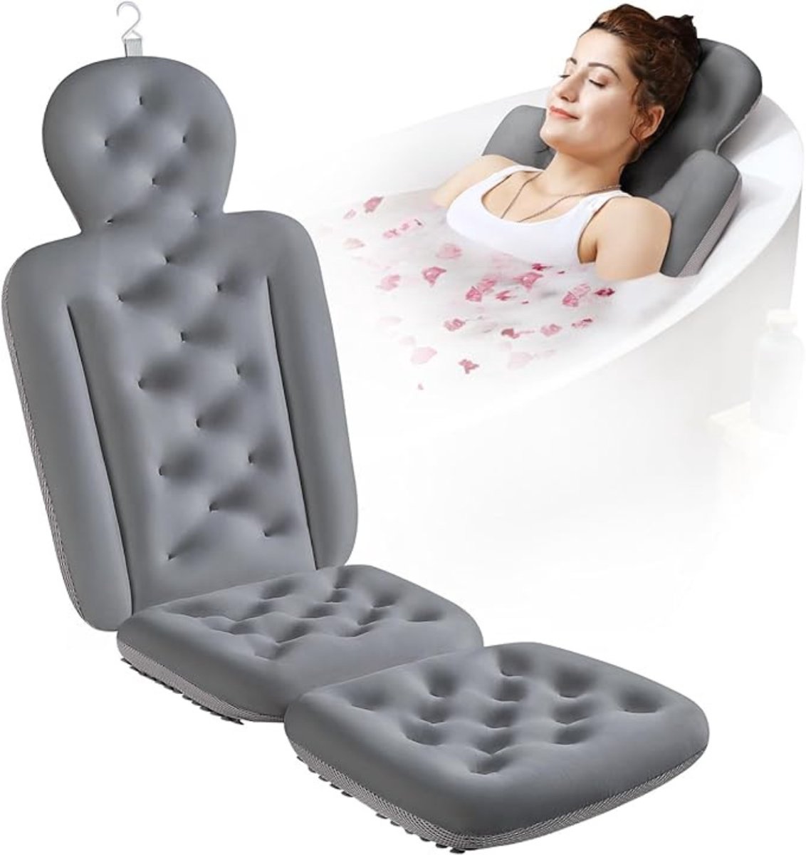 Thuys - Badkussen Volledig Lichaam - 152 × 41 cm - Antislip Badmat met Hoofd - Nek- & Rugondersteuning - Inclusief Waszak - Roze