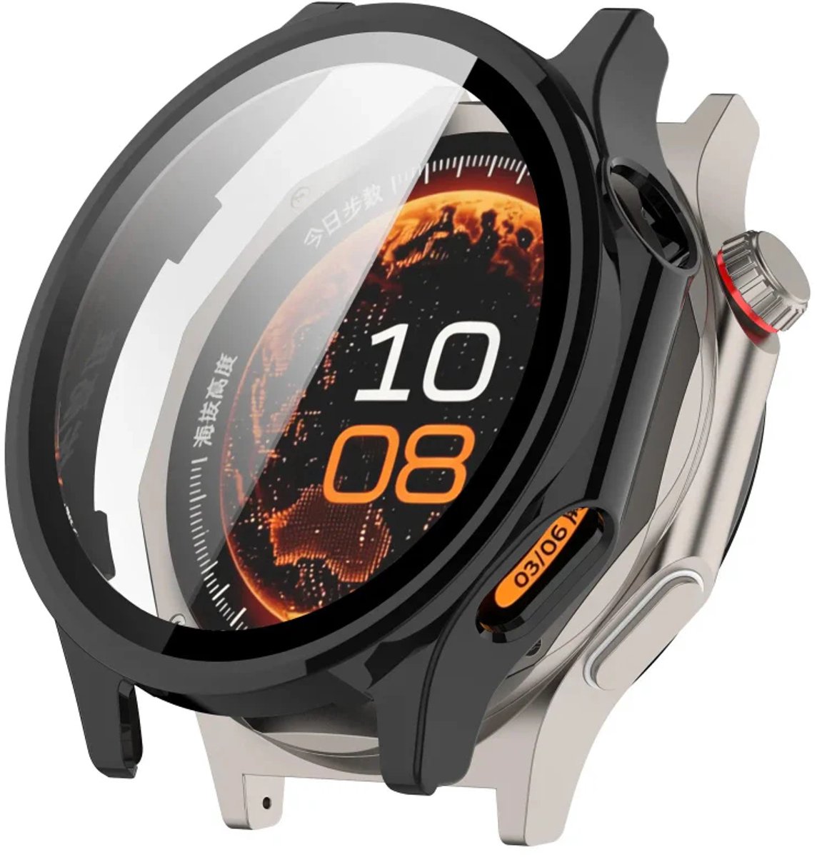 Strap-it hard case hoesje met glasplaat geschikt voor OnePlus Watch 4 47mm (zwart) – stevige beschermcase met geïntegreerde screen protector – optimale kras- en stootbescherming voor je smartwatch