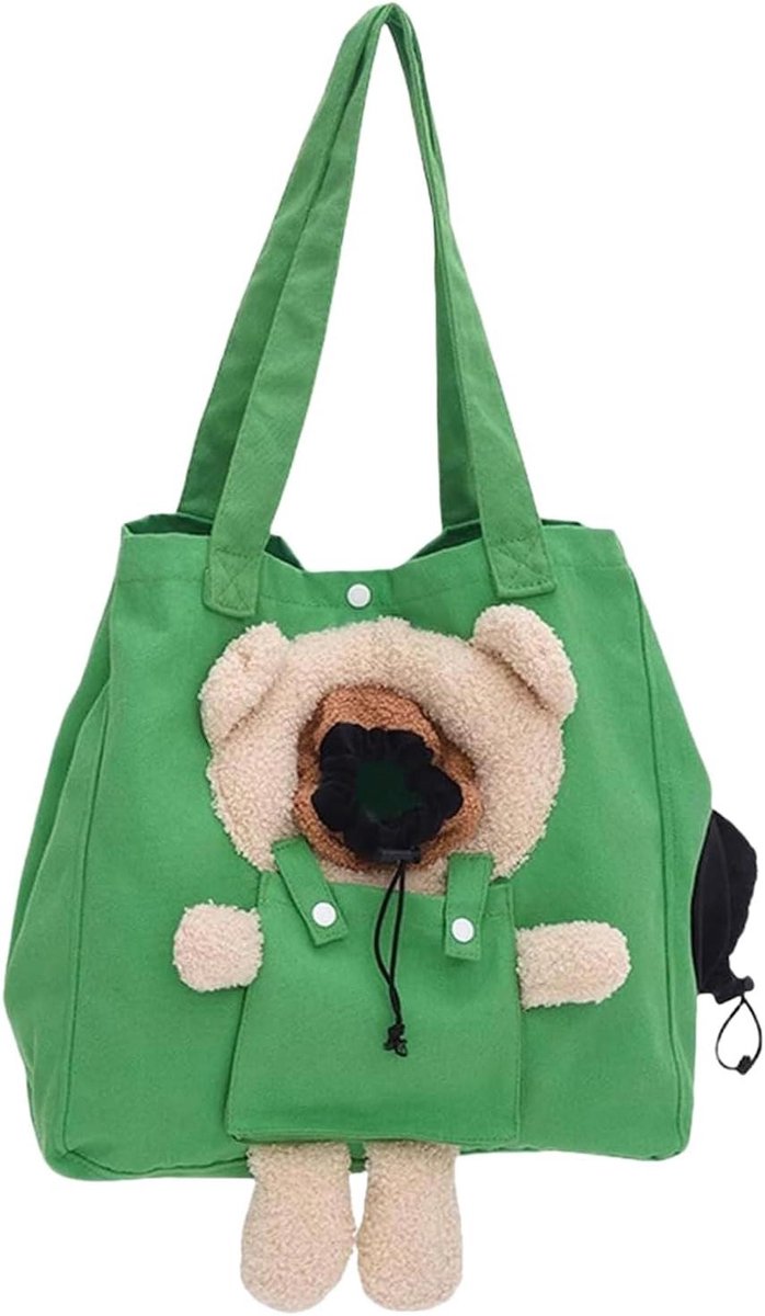 Draagtas Huisdieren - Schoudertas Kat Hond - Reizen Outdoor - Optimale Ventilatie - 35 x 16 x 34 cm - Groen