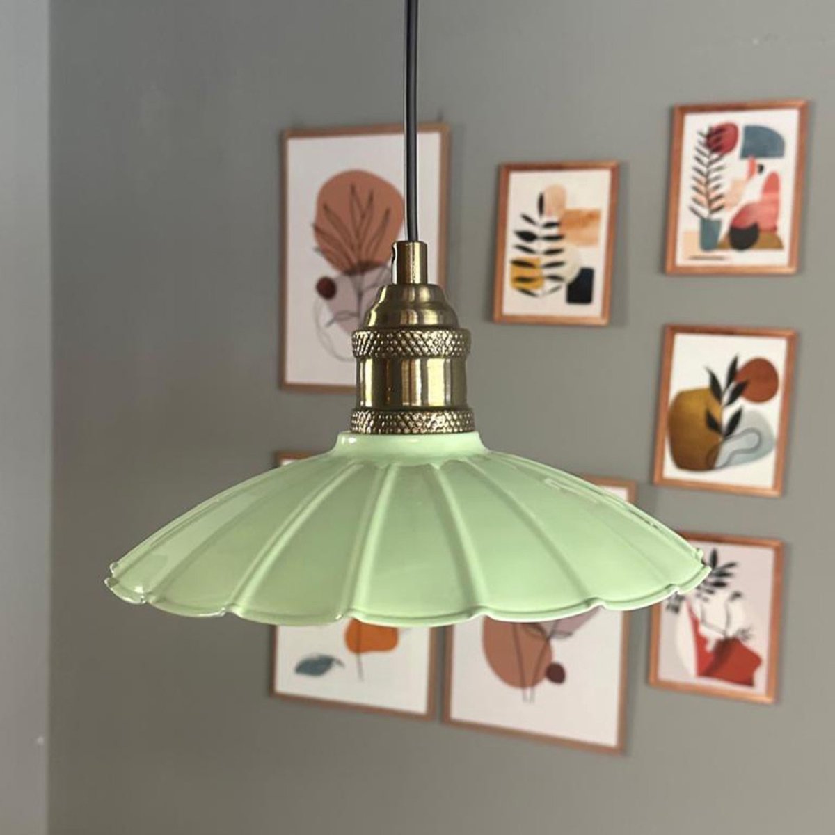 Bamyum Risso hanglamp, industriële Modern stijl, Ø35 cm, mintgroen metalen lamp