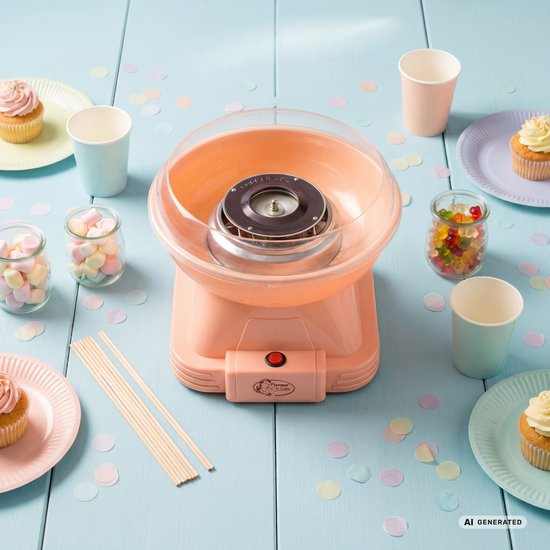 Bestron Suikerspinmachines - ACCM400PE - Cotton Candy - Incl. 10 stokjes & maatlepel - Oranje - 5 jaar garantie — afbeelding 3