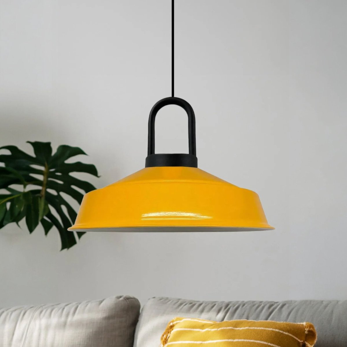 Bamyum Asletl hanglamp, industriële Modern stijl, Ø40 cm, lichtgeel metalen lamp