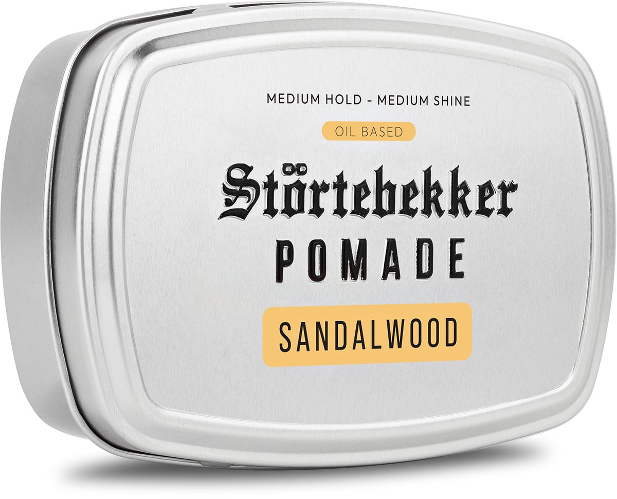 Störtebekker® Premium Pomade Oliebasis Sandelhout - Hair Pomade Heren - Medium Hold / Medium Shine - Flexibel Restylebaar - Haarwax 125ml - Haarstyling Hair Wax Oil Based Made in Germany