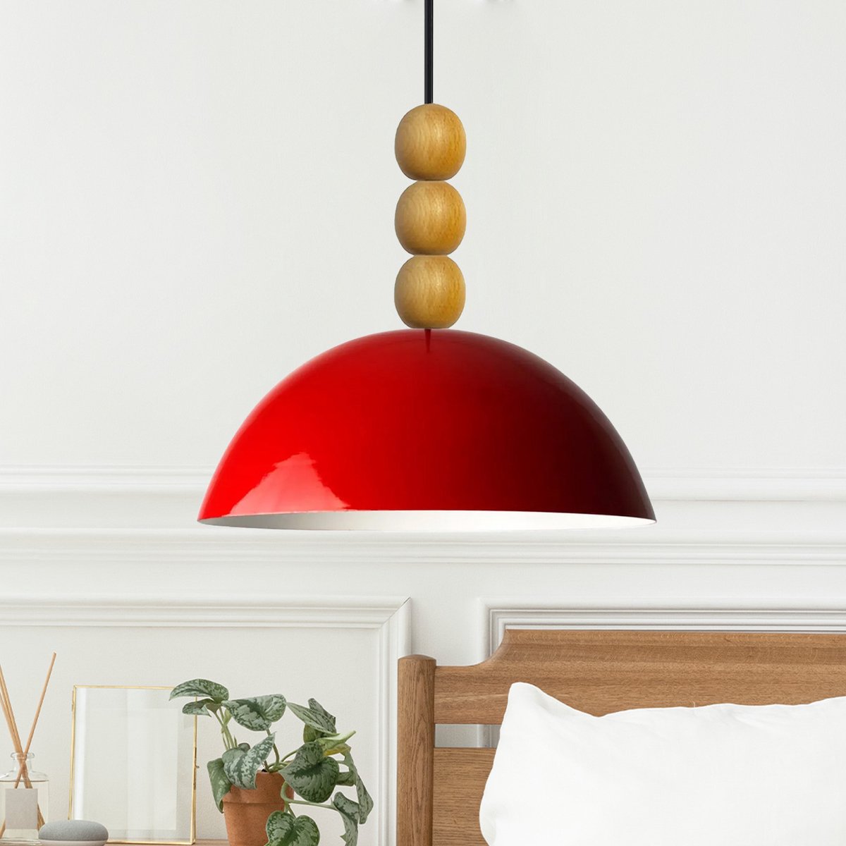 Bamyum Lipeo hanglamp, industriële Modern stijl, Ø26 cm, rood metalen lamp