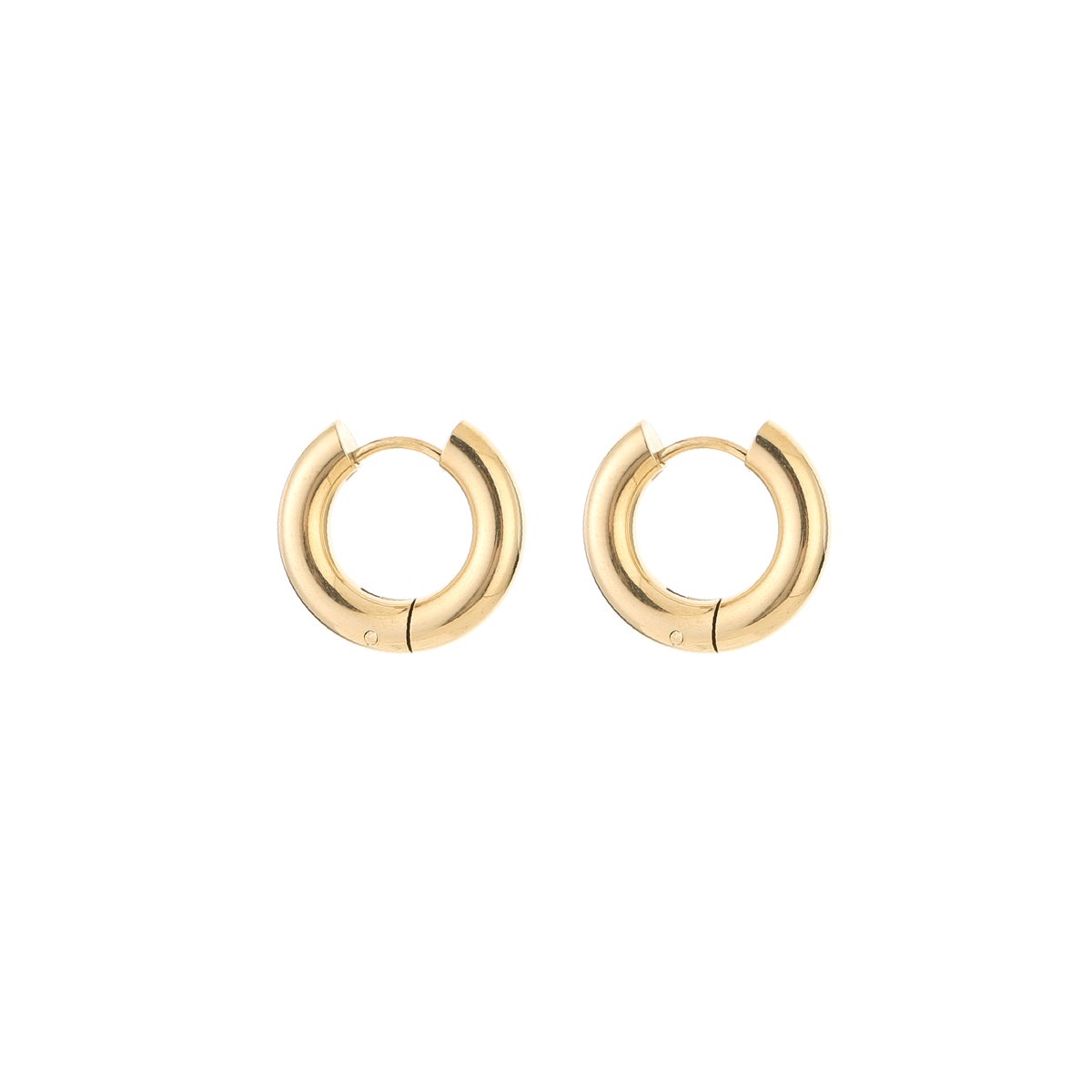 Classic Chunky Polished Huggie Hoops 1.6CM – Luxe Dikke Oorringen – RVS - Goud