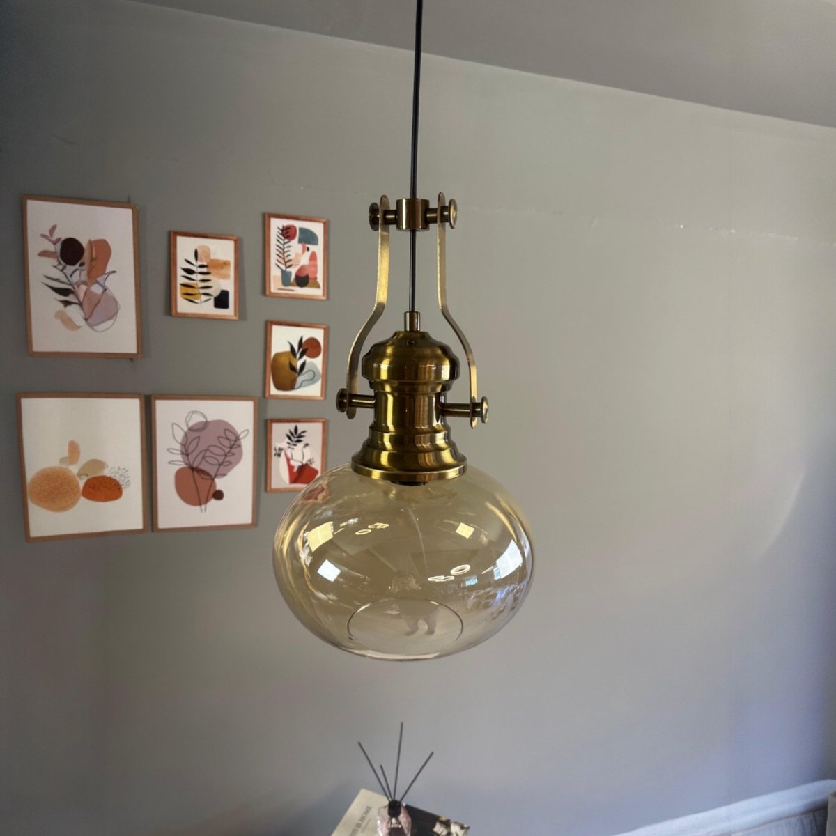 Bamyum Solvia hanglamp, industriële Modern stijl, Ø20 cm, honingkleur metalen lamp