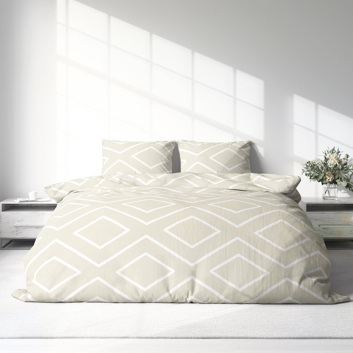 Dekbedovertrek 100% Katoen Premium - 240 x 220cm (Lits-jumeaux) - Renaux Beige
