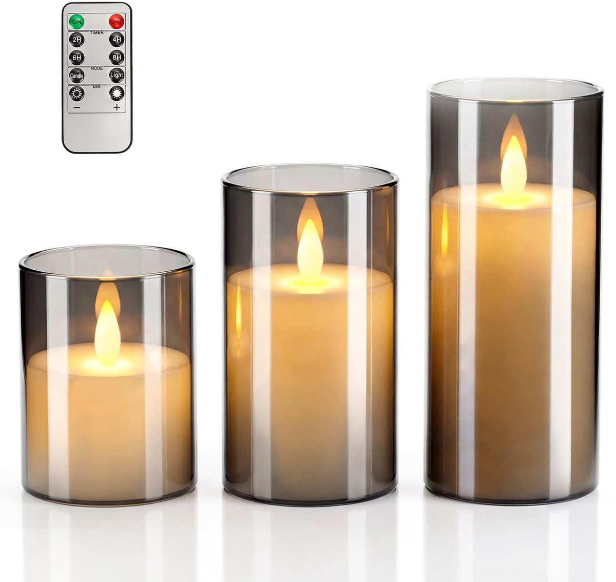 Omgoods - Set van 3 Vlamloze LED Kaarsen met Afstandsbediening voor Huisdecoratie