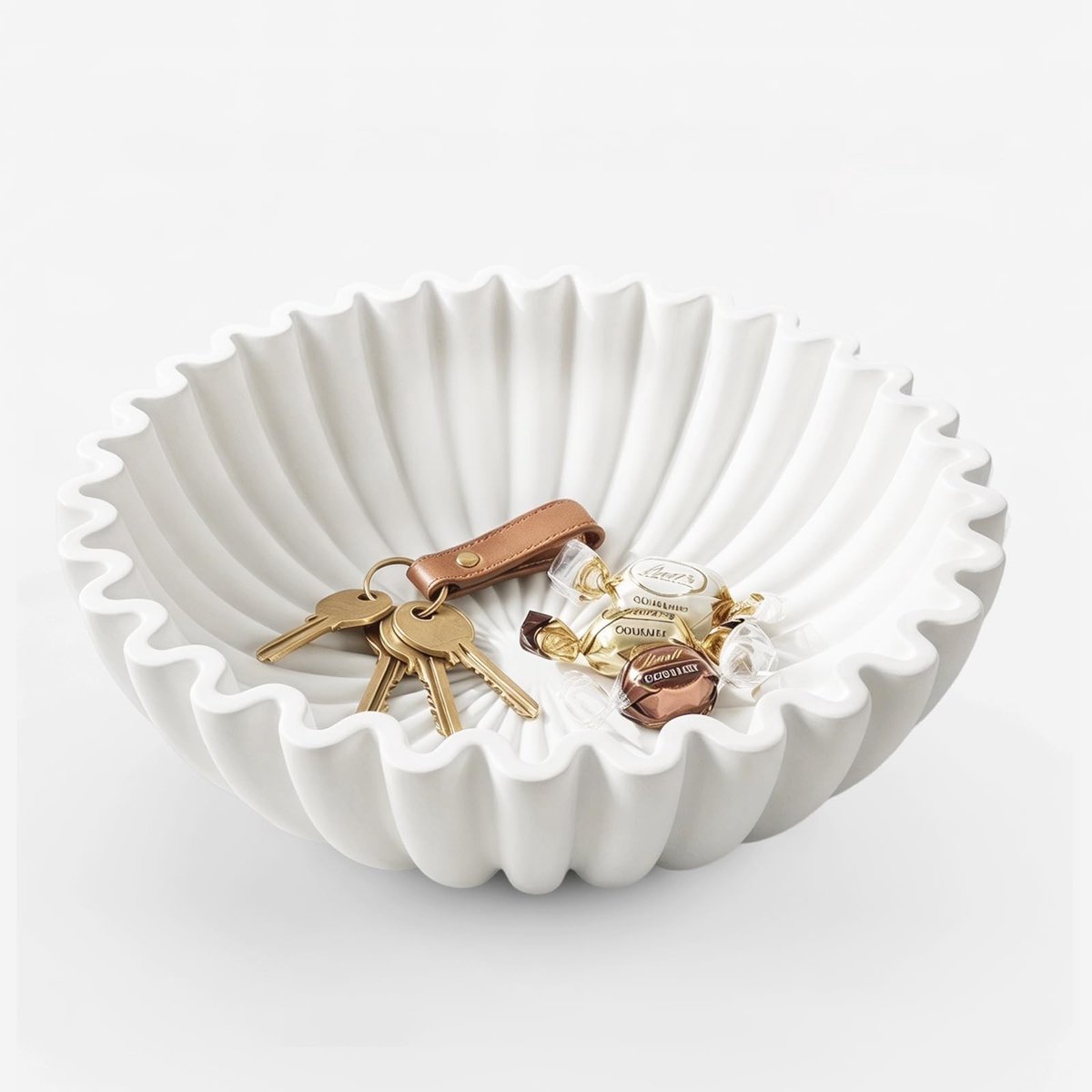 Omgoods - Witte Decoratieve Schaal van Hars en Zandsteen