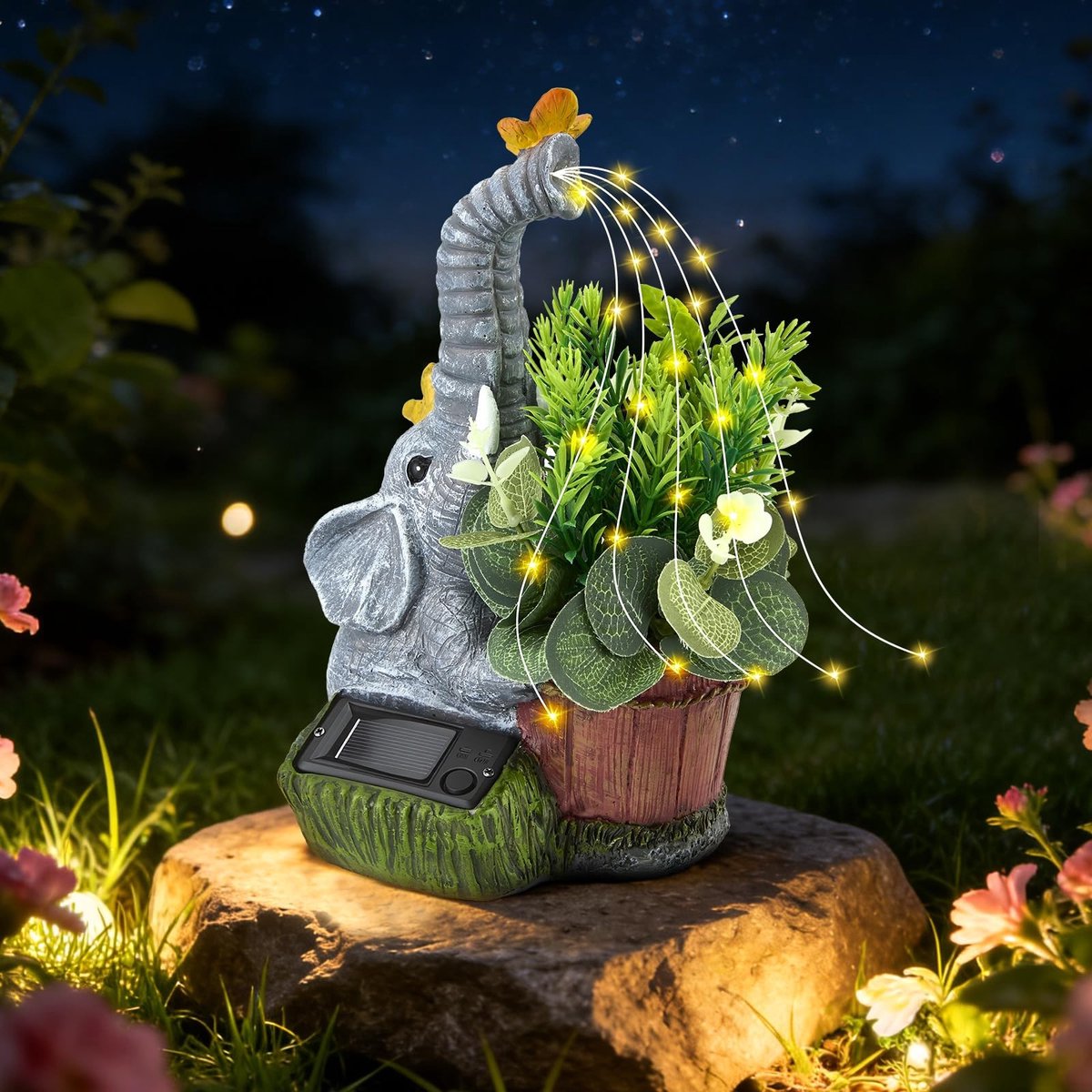 Omgoods - Weerbestendige Solarlamp Olifantenbeeld voor Buiten