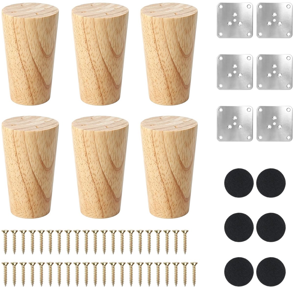 Omgoods - Set van 6 Houten Meubelpoten van 8 cm