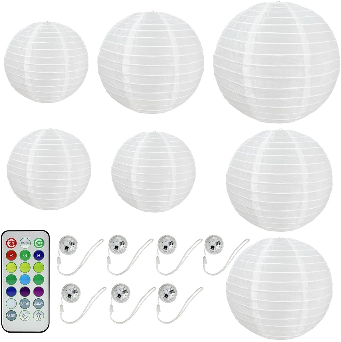 Omgoods - Set van 7 LED Lantaarns met Afstandsbediening